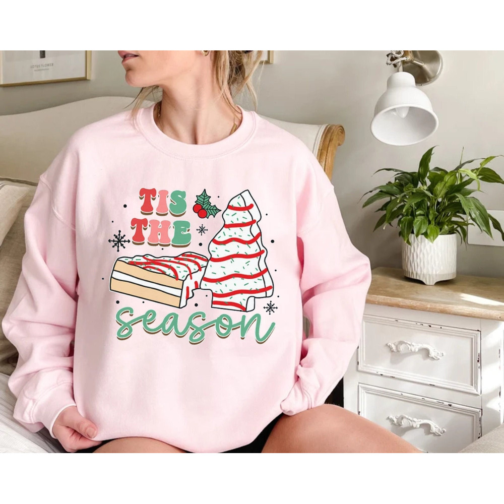 Christmas Tree Cake Sweatshirt, Little Debbie Holiday Cake Sweatshirt, Tis The Season Sweatshirt, Tree Cake Holiday Shirt, Christmas Sweater - 1.jpg
