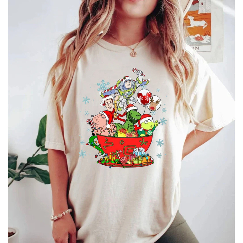 Comfort Colors® Toy Story Tea Cup Christmas Shirt, Retro Toy Story Christmas Shirt, Vintage Disney Christmas Shirt, Disney Toy Shirt - 1.jpg