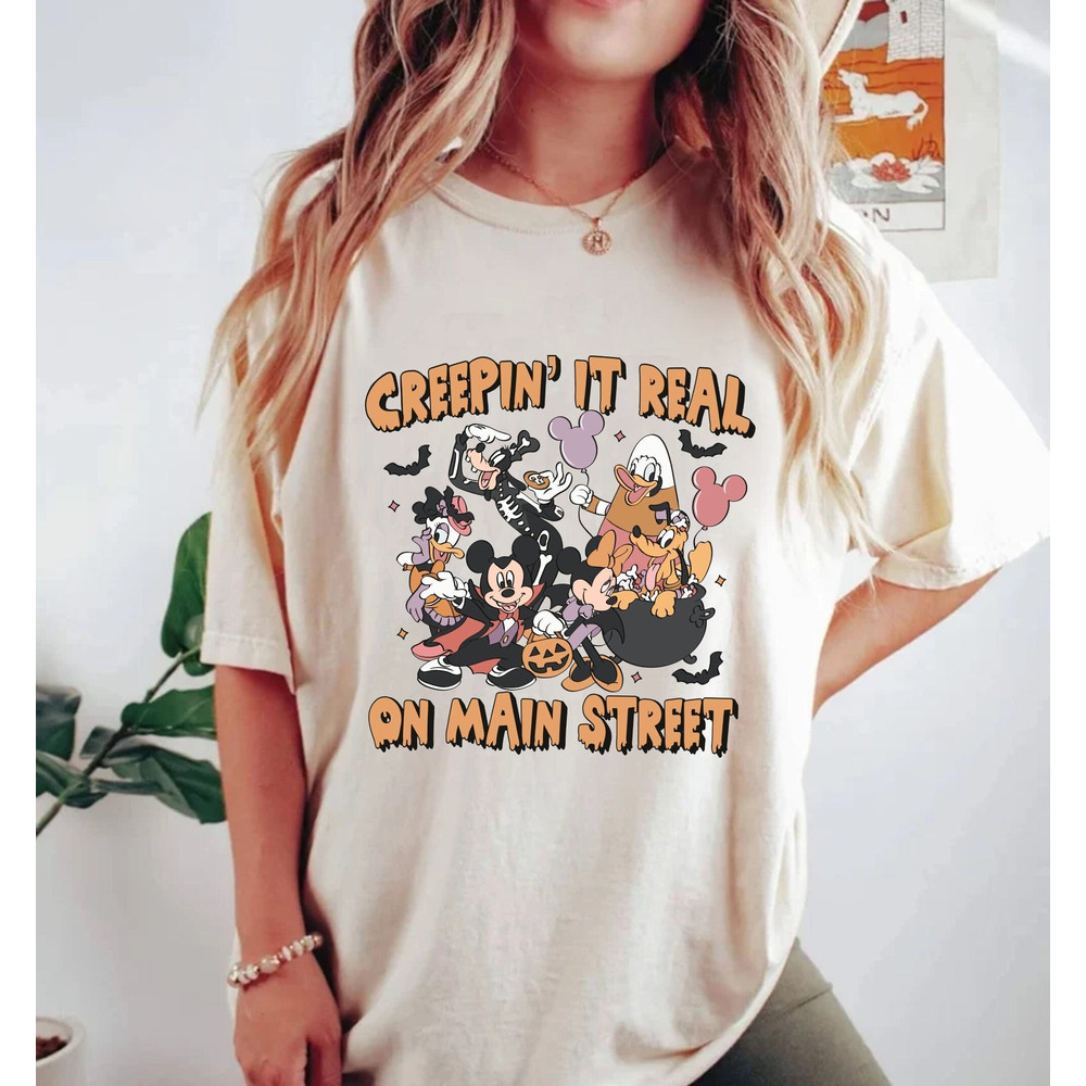 Creepin' It Real On Main Street Mickey Comfort Colors® Shirt, Disney Halloween Shirt, Disney Spooky Shirt, Disney Halloween Party Shirt - 1.jpg