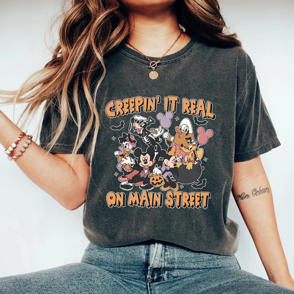 Creepin' It Real On Main Street Mickey Comfort Colors® Shirt, Disney Halloween Shirt, Disney Spooky Shirt, Disney Halloween Party Shirt - 2.jpg