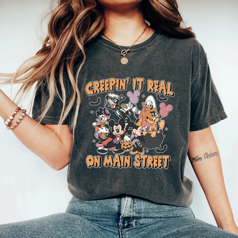 Creepin' It Real On Main Street Mickey Comfort Colors® Shirt, Disney Halloween Shirt, Disney Spooky Shirt, Disney Halloween Party Shirt - 2.jpg