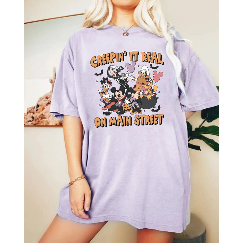 Creepin' It Real On Main Street Mickey Comfort Colors® Shirt, Disney Halloween Shirt, Disney Spooky Shirt, Disney Halloween Party Shirt - 4.jpg