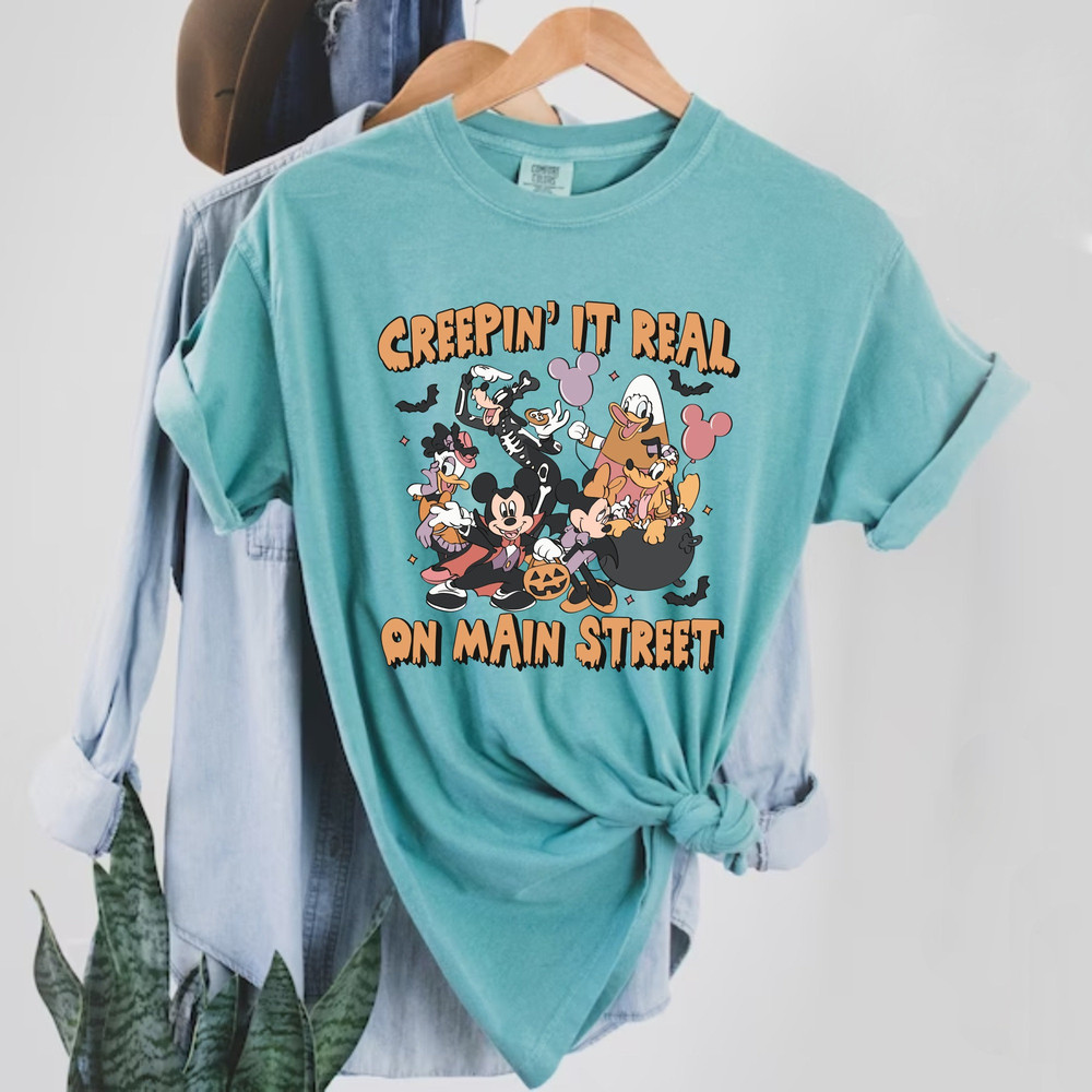 Creepin' It Real On Main Street Mickey Comfort Colors® Shirt, Disney Halloween Shirt, Disney Spooky Shirt, Disney Halloween Party Shirt - 6.jpg