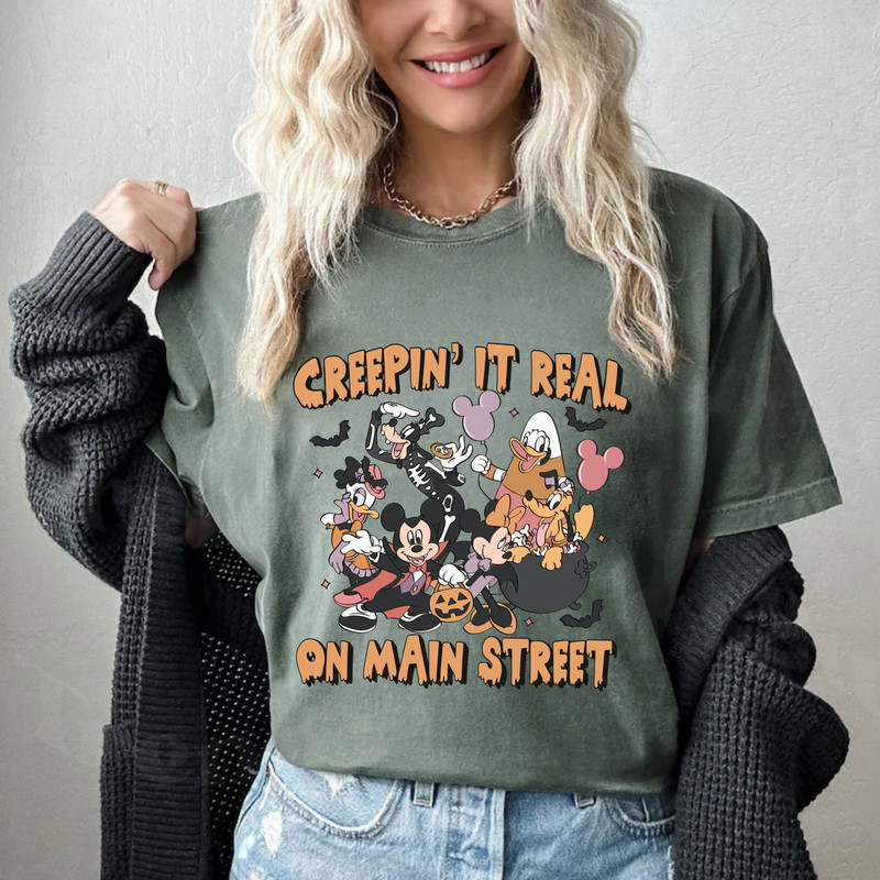 Creepin' It Real On Main Street Mickey Comfort Colors® Shirt, Disney Halloween Shirt, Disney Spooky Shirt, Disney Halloween Party Shirt - 7.jpg