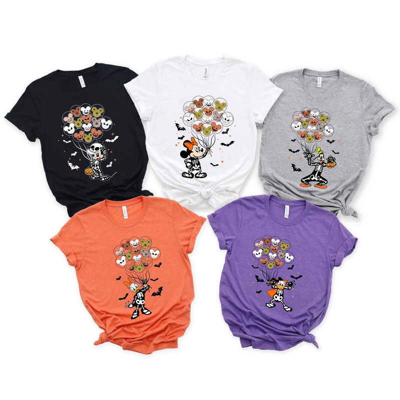 Disney Characters Halloween Skeleton Comfort Colors® Shirt, Disney Balloons Halloween Shirt, Disney Spooky Shirt, Family Halloween Shirt - 2.jpg