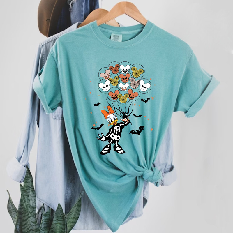Disney Characters Halloween Skeleton Comfort Colors® Shirt, Disney Balloons Halloween Shirt, Disney Spooky Shirt, Family Halloween Shirt - 5.jpg