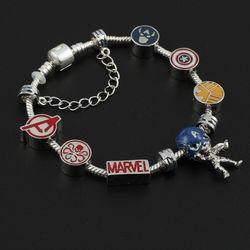 Marvel Superheroes Captain America Metal Pendant Bracelet Disney Movie Avengers Inspired Jewelry Charms Bracelet
