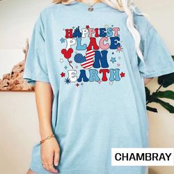 disney happiest place on earth 4th of july comfort colors shirt, disney independence day shirt, disney america shirt, di