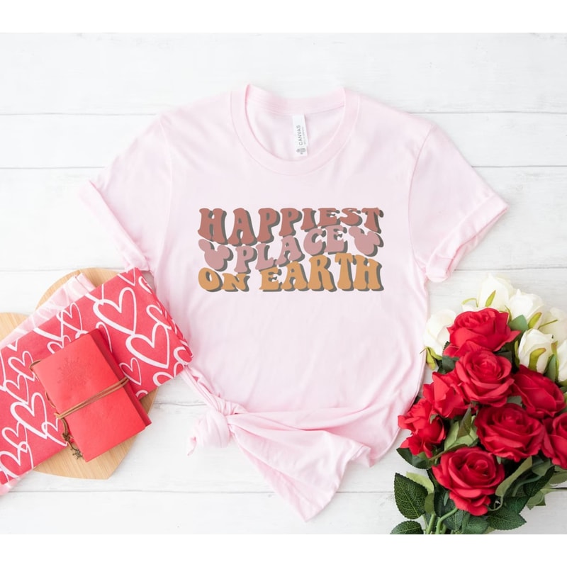 Disney Happiest Place On Earth Comfort ColorsĀ® Shirt, Colorful Vacay Shirt, Disney Aesthetic Shirt, Disneyworld Shirt, Disney Family Shirt - 4.jpg