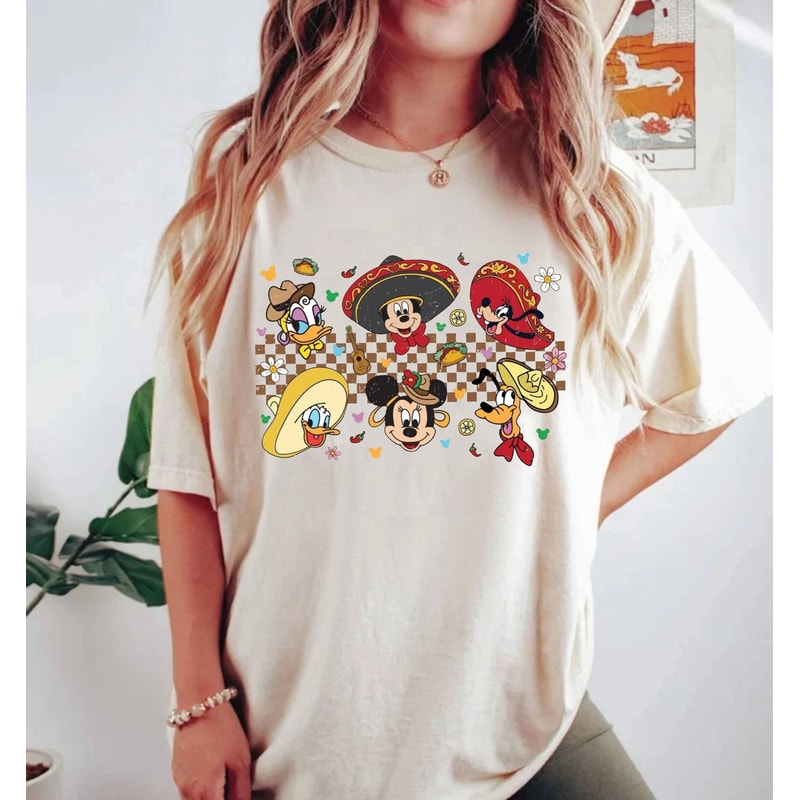 Disney Happy Cinco De Mayo Shirt, Mexican Fiesta Tshirt, Mickey and Friends Cinco De Mayo Checkered Shirt, Disney Mexican Tee, Tequila Taco - 1.jpg