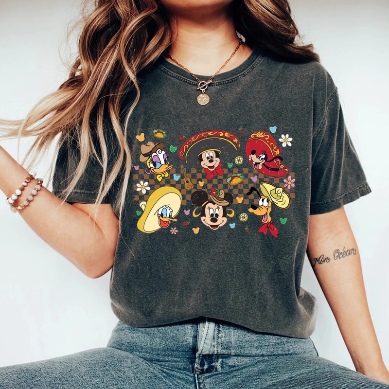 Disney Happy Cinco De Mayo Shirt, Mexican Fiesta Tshirt, Mickey and Friends Cinco De Mayo Checkered Shirt, Disney Mexican Tee, Tequila Taco - 3.jpg
