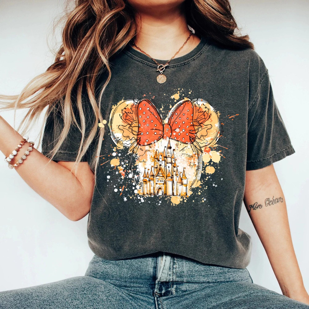 Disney Minnie Mouse Bow Comfort Colors® Shirt, Disney Castle Minnie Shirt, Disney Girls Shirt, Disney World Shirt, Disney Womens Shirt - 2.jpg