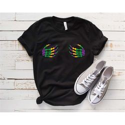 mardi gras skeleton hands shirt, fleur de lis shirt, mardi gras carnival shirt, beads nola shirt, mardi grass beads shir