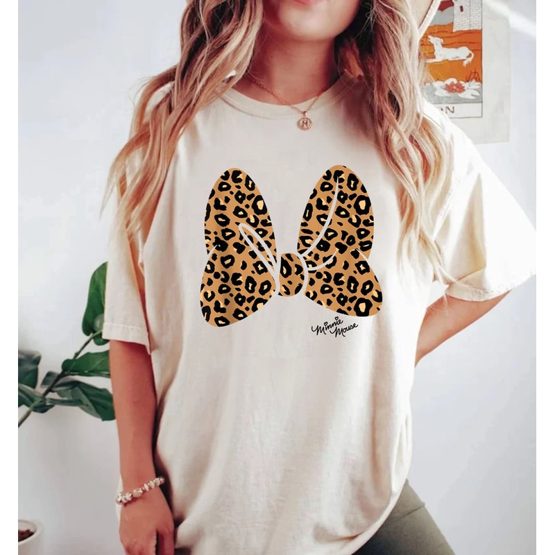 Disney Minnie Mouse Leopard Bow Comfort Colors® Shirt, Disney Girls Shirt, Disney Aesthetic Shirt, Disneyworld Shirt, Disney Womens Shirt - 2.jpg