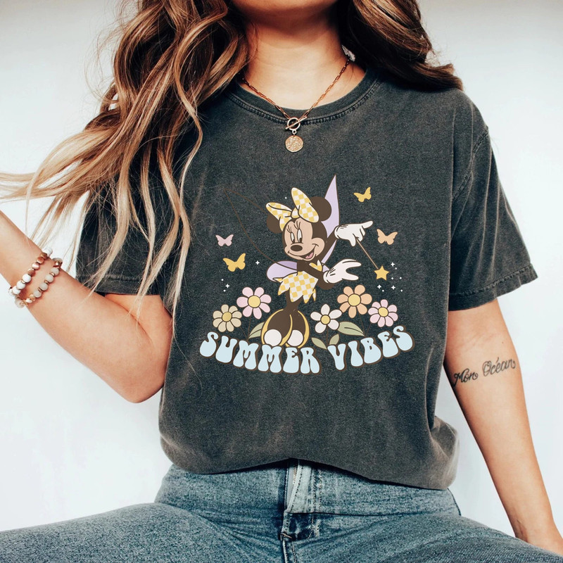 Disney Minnie Mouse Summer Vibes Comfort Colors® Shirt, Flower Minnie Shirt, Disneyworld Shirt, Disney Womens Shirt, Disney Vacation Shirt - 3.jpg
