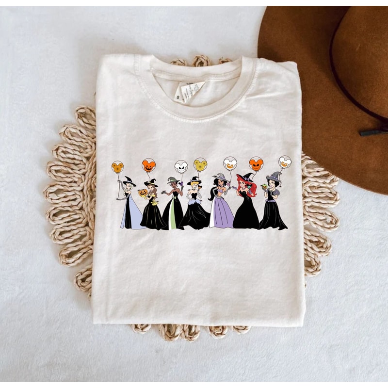 Disney Princess Balloons Halloween Comfort Colors® Shirt, Disney Balloons Spooky Season Shirt, Disney Spooky Shirt, Family Halloween Shirt - 1.jpg