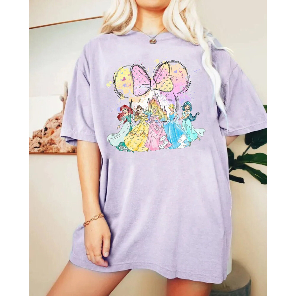 Disney Princess Castle Comfort Colors® Shirt, Princess Minnie Ears Shirt, Princess Watercolor Shirt, Disneyworld Shirt, Disney Girl Shirt - 1.jpg