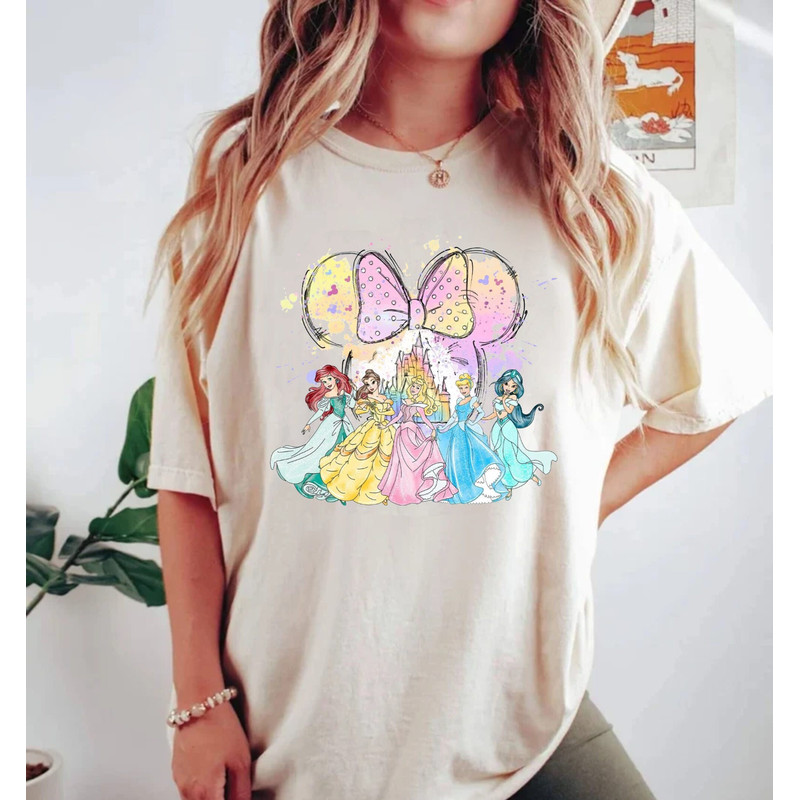 Disney Princess Castle Comfort Colors® Shirt, Princess Minnie Ears Shirt, Princess Watercolor Shirt, Disneyworld Shirt, Disney Girl Shirt - 2.jpg