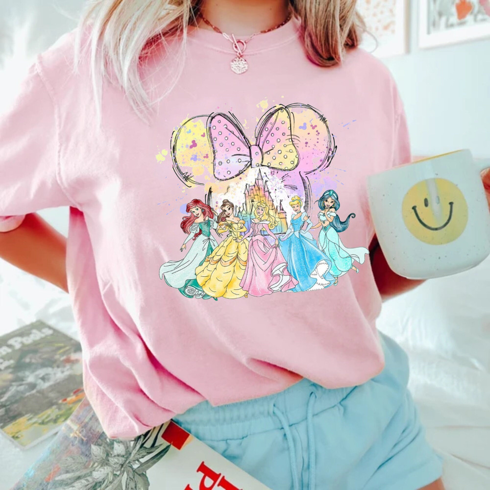 Disney Princess Castle Comfort Colors® Shirt, Princess Minnie Ears Shirt, Princess Watercolor Shirt, Disneyworld Shirt, Disney Girl Shirt - 4.jpg