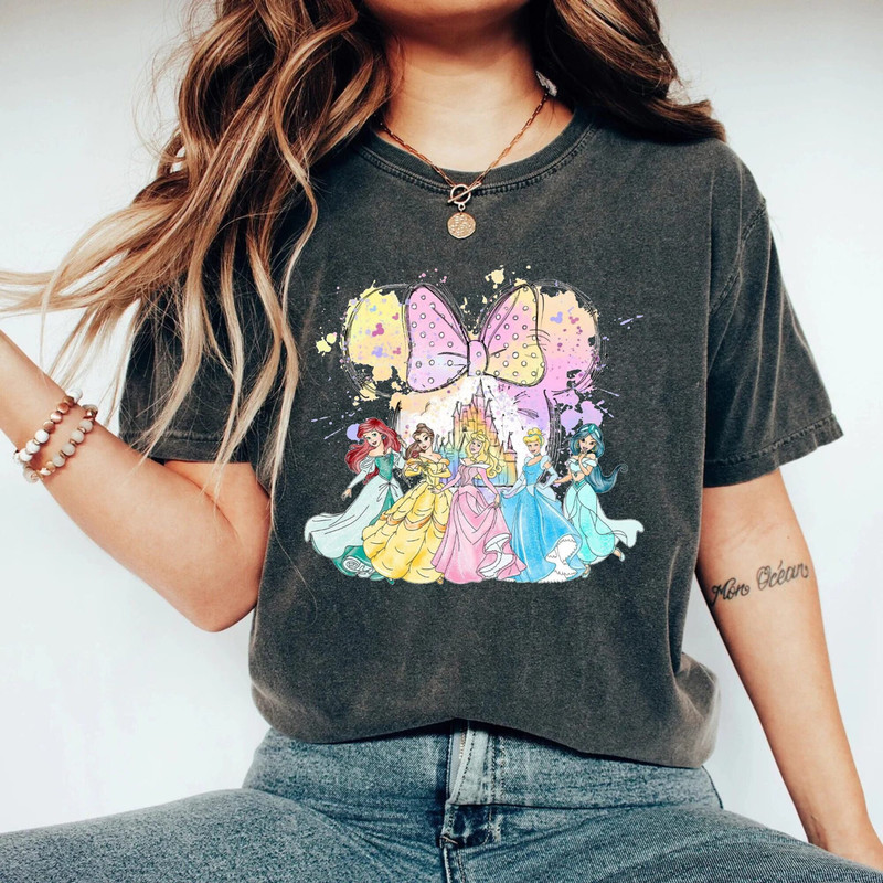 Disney Princess Castle Comfort Colors® Shirt, Princess Minnie Ears Shirt, Princess Watercolor Shirt, Disneyworld Shirt, Disney Girl Shirt - 5.jpg