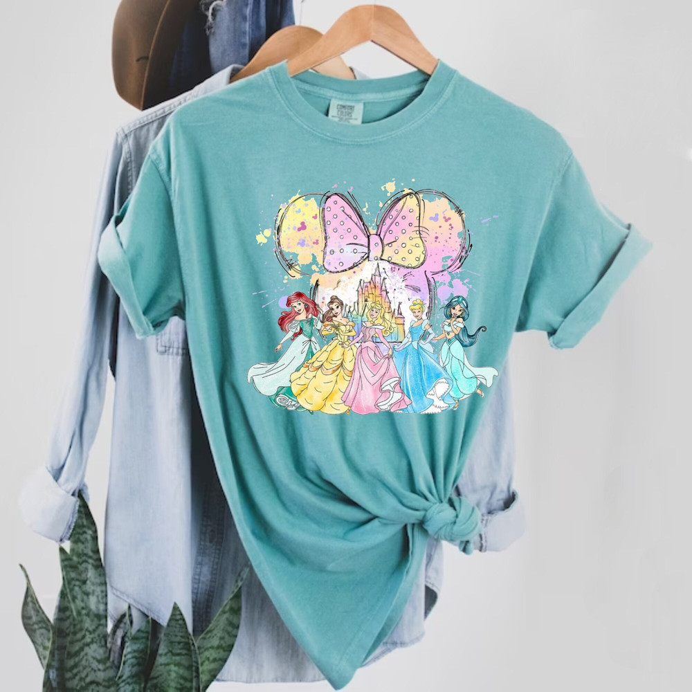 Disney Princess Castle Comfort Colors® Shirt, Princess Minnie Ears Shirt, Princess Watercolor Shirt, Disneyworld Shirt, Disney Girl Shirt - 6.jpg