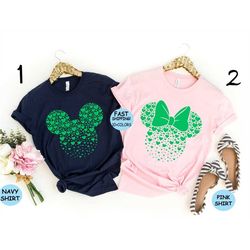 disney st patrick's day shirts,mickey minnie patrick's day family matching shirts, shamrock minnie shirt, shamrock micke