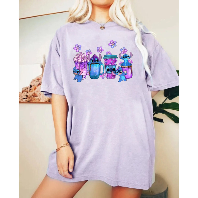 Disney Stitch Coffee Cups Comfort ColorsĀ® Shirt, Stitch Drinks Shirt, Magic Kingdom Shirt, Disney Trip Shirt, Disney Vacation Shirt - 1.jpg