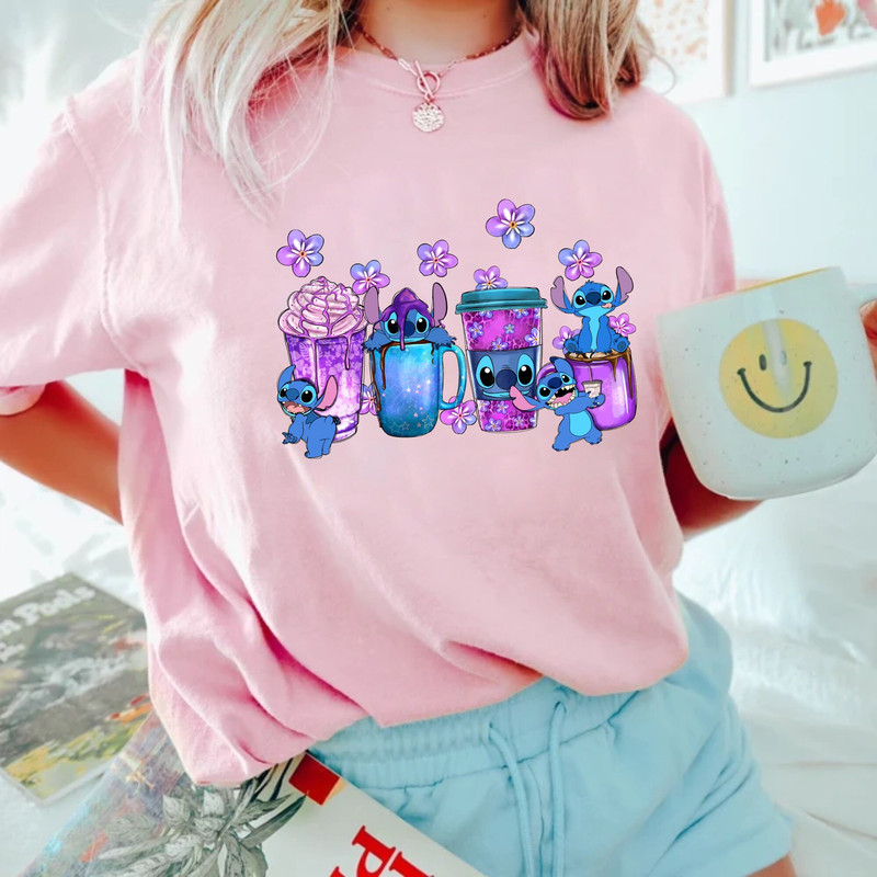 Disney Stitch Coffee Cups Comfort ColorsĀ® Shirt, Stitch Drinks Shirt, Magic Kingdom Shirt, Disney Trip Shirt, Disney Vacation Shirt - 4.jpg