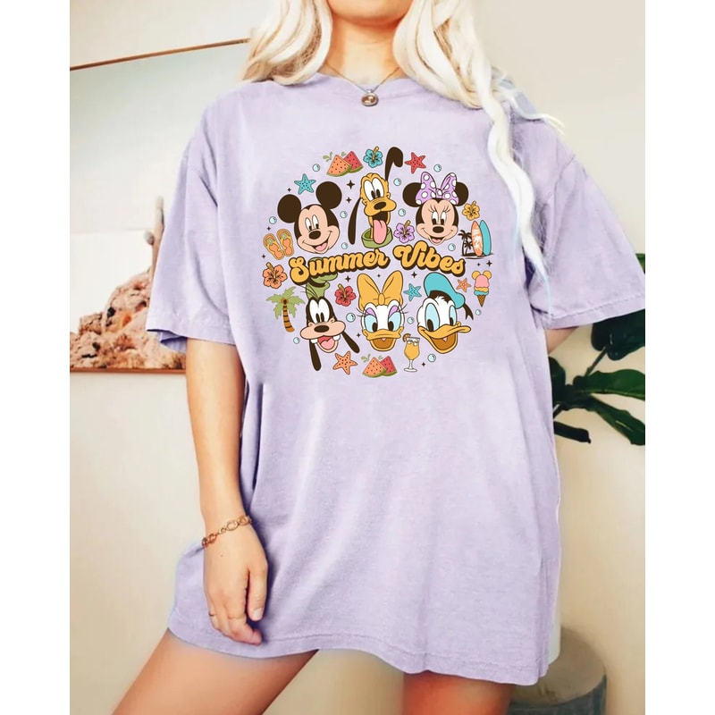 Disney Summer vibes Comfort Colors® Shirt, Mickey Friends Summer Shirt, Disney Besties Shirt, Disneyworld Shirt, Disney Family Trip Shirt - 3.jpg