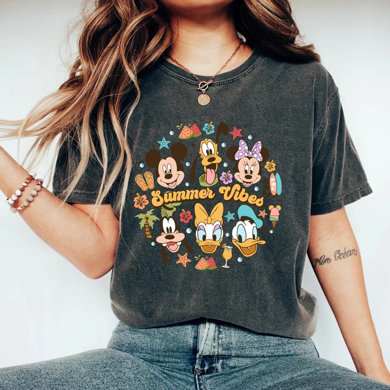 Disney Summer vibes Comfort Colors® Shirt, Mickey Friends Summer Shirt, Disney Besties Shirt, Disneyworld Shirt, Disney Family Trip Shirt - 5.jpg