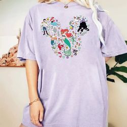 disney the little mermaid mickey head comfort colors shirt, ariel princess shirt, vintage disney princess shirt, disneyw
