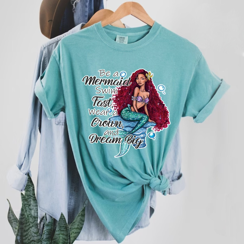 Disney To Be A Mermaid Comfort Colors® Shirt, Princess Ariel Shirt, African American Ariel Shirt, Disneyworld Shirt, Disney Girl Shirt - 1.jpg