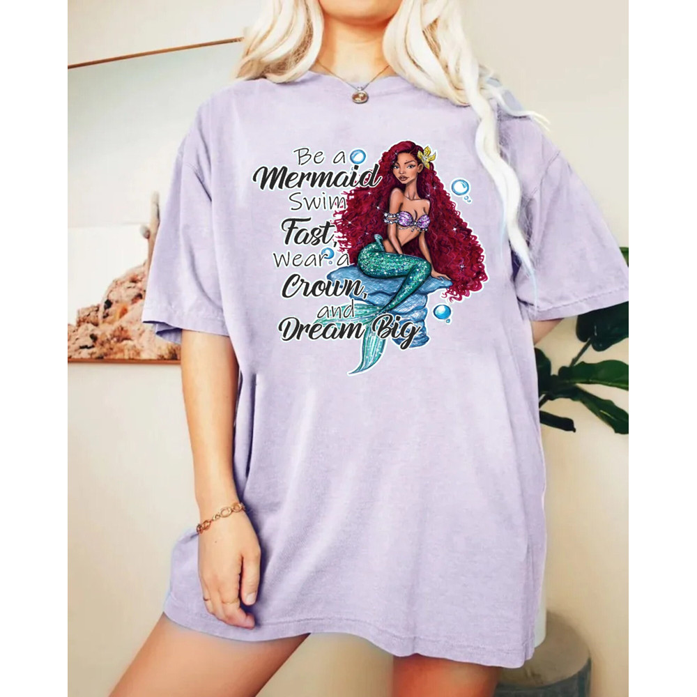 Disney To Be A Mermaid Comfort Colors® Shirt, Princess Ariel Shirt, African American Ariel Shirt, Disneyworld Shirt, Disney Girl Shirt - 2.jpg