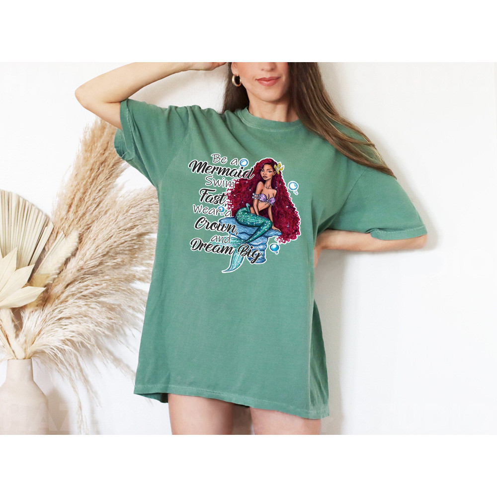 Disney To Be A Mermaid Comfort Colors® Shirt, Princess Ariel Shirt, African American Ariel Shirt, Disneyworld Shirt, Disney Girl Shirt - 5.jpg