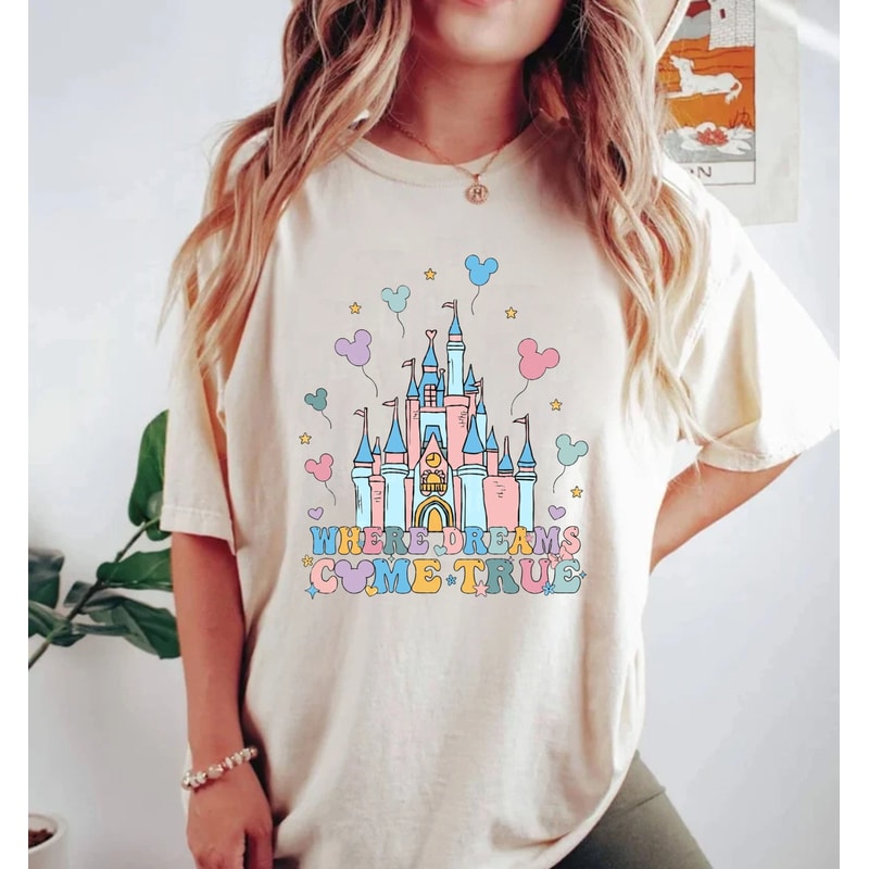 Disney Where Dreams Come True Comfort Colors® Shirt, Magic Kingdom Castle Shirt, Disney Balloons Shirt, Disneyworld Shirt, Disney Trip Shirt - 3.jpg