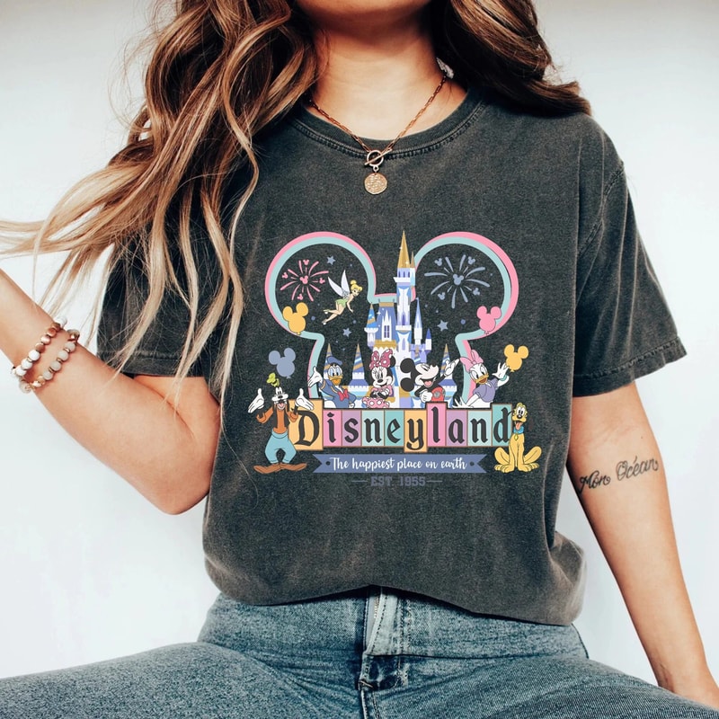 Disneyland Happiest Place On Earth Comfort ColorsĀ® Shirt, Colorful Vacay Shirt, Disneyland Shirt, Disneyworld Shirt, Disney Family Shirt - 2.jpg