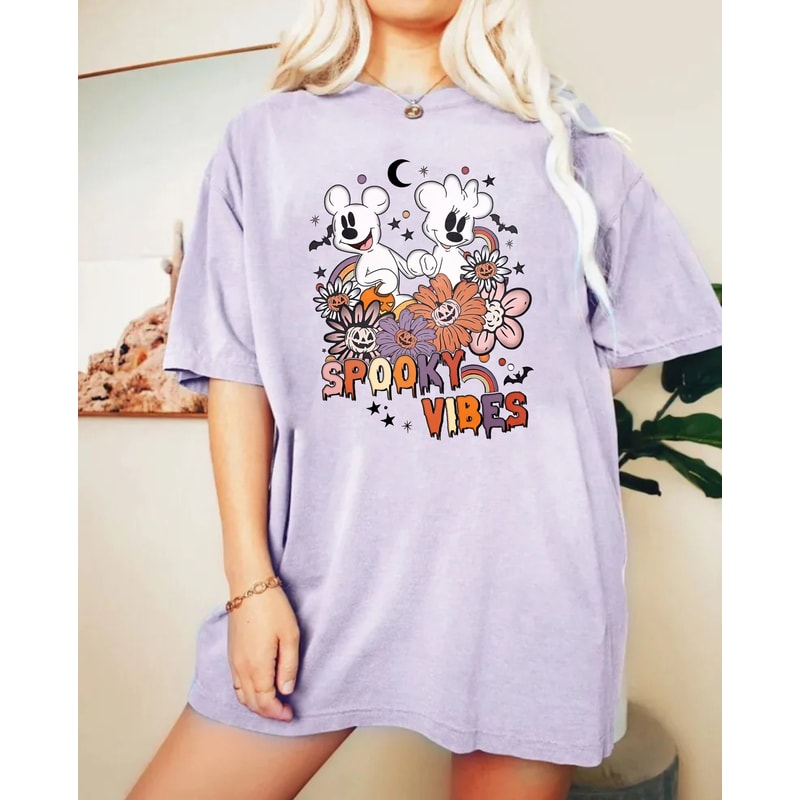 Floral Mickey Minnie Spooky Vibes Comfort ColorsĀ® Shirt, Disney Halloween Shirt, Disney Couple Shirt, Disney Halloween Shirt, Trick Or Treat - 4.jpg