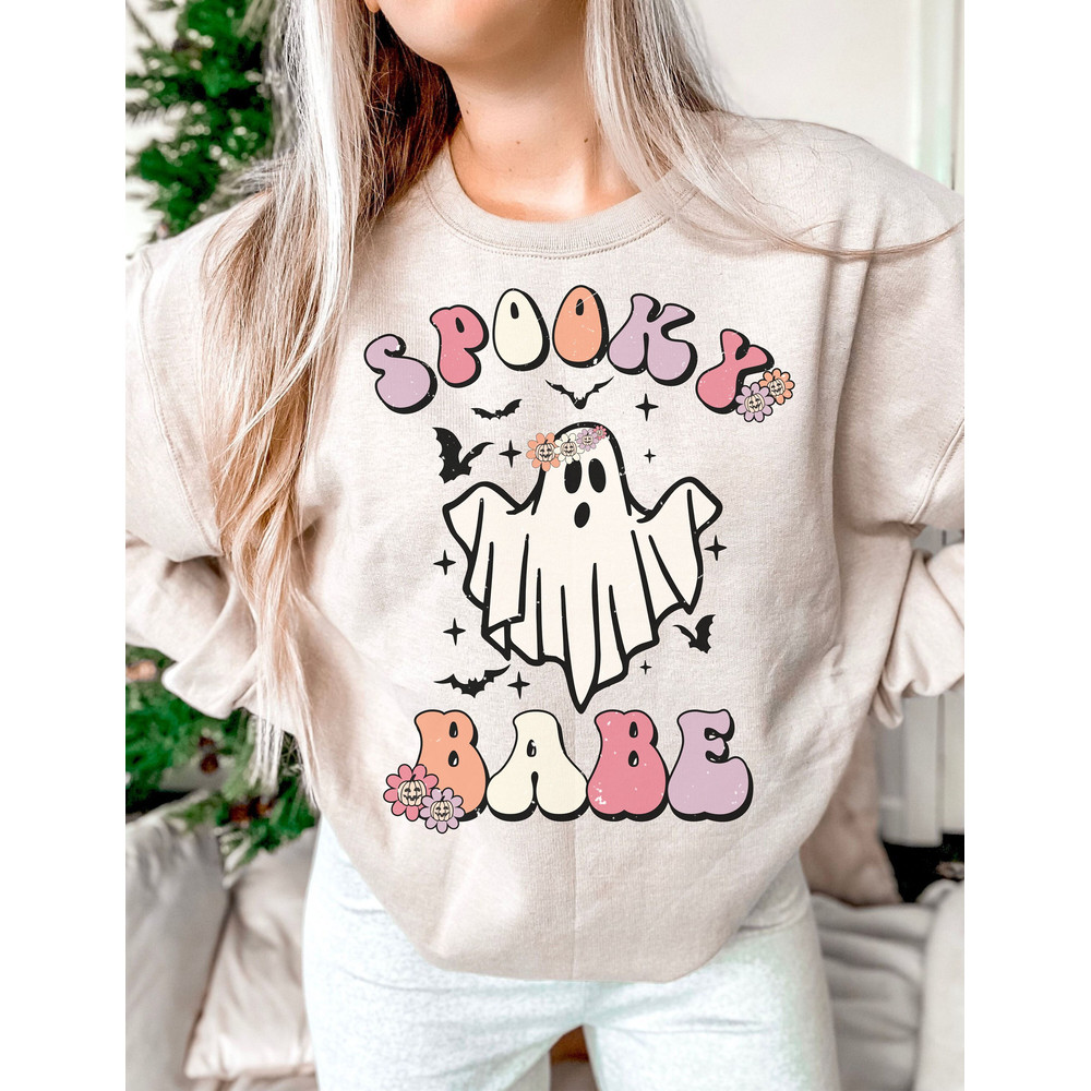 Spooky Babe Png, Cute Ghost Png, Fall Png, Autumn Png, Halloween Shirt Design, Png for shirt, Retro Halloween Png - 1.jpg
