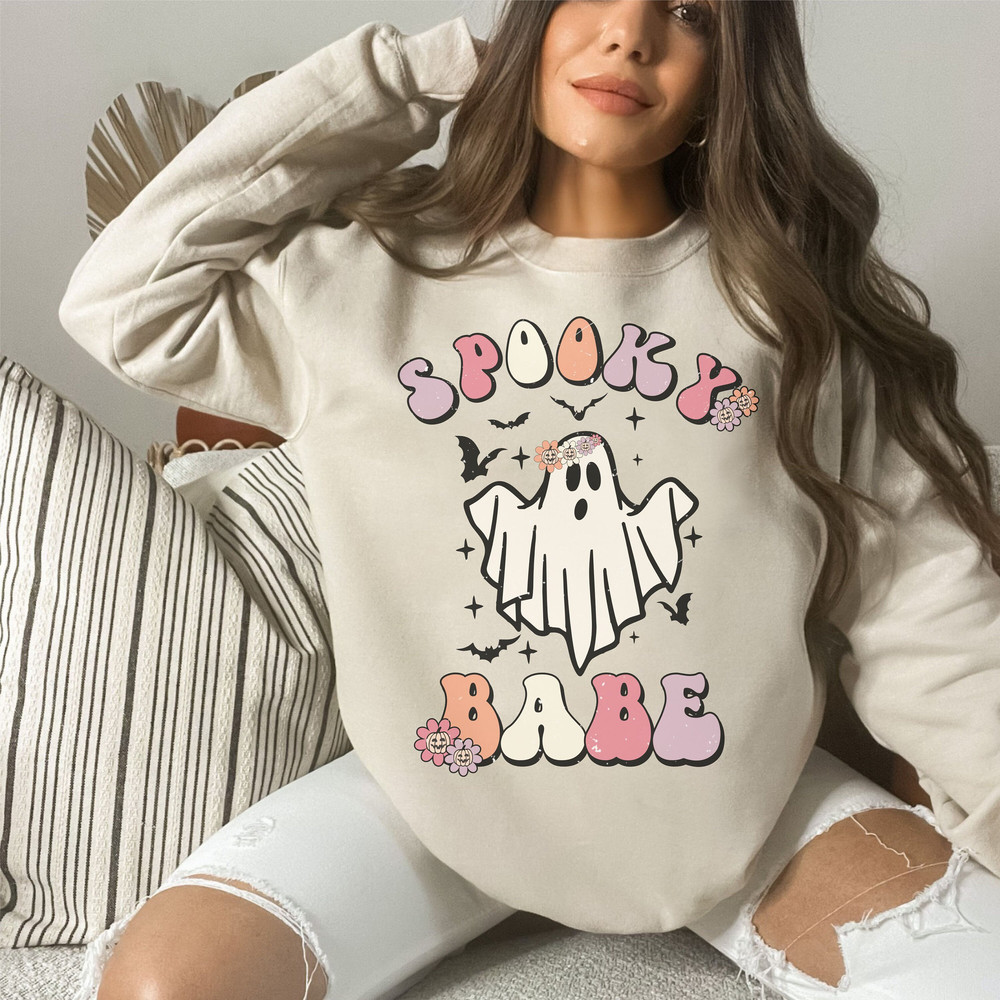 Spooky Babe Png, Cute Ghost Png, Fall Png, Autumn Png, Halloween Shirt Design, Png for shirt, Retro Halloween Png - 2.jpg