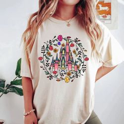 magic kingdom castle comfort colors shirt, floral disney shirt, disey trip shirt, princess castle, disneyworld shirt, di
