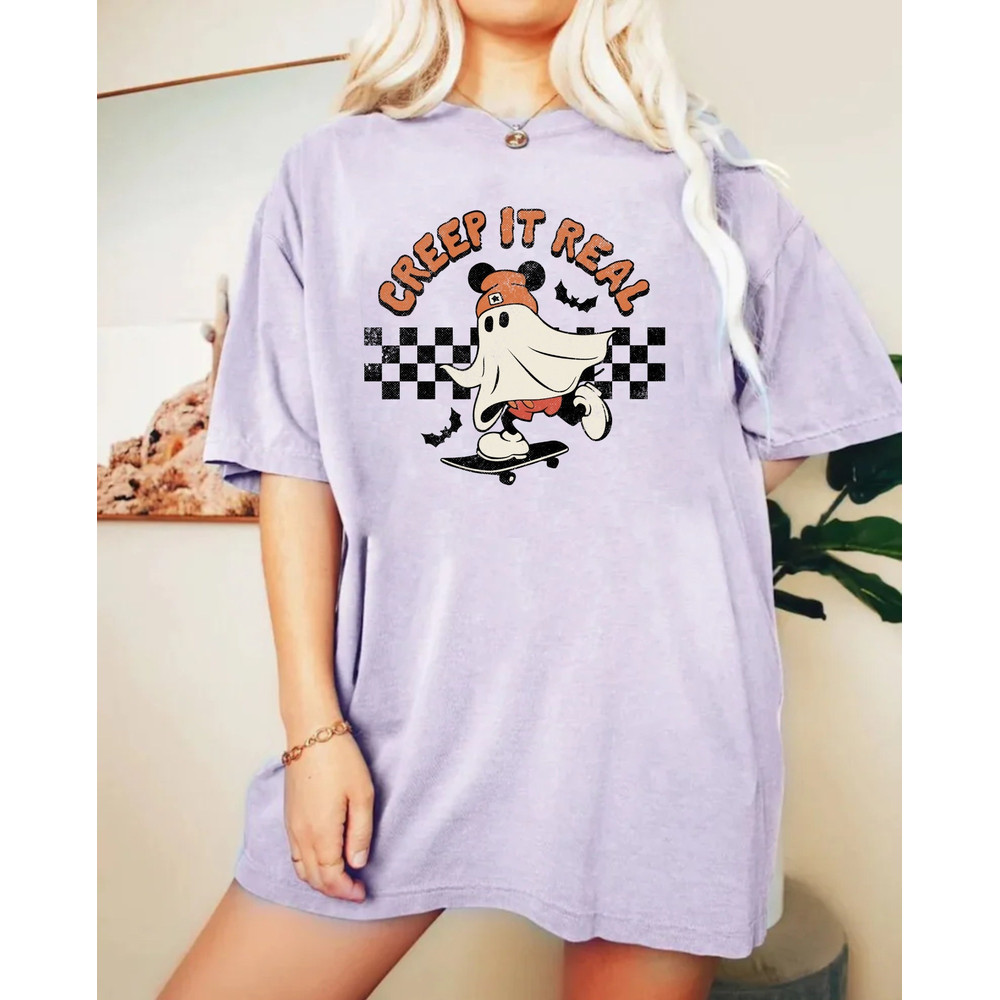 Mickey Ghost Skateboarding Creep It Real Comfort ColorsĀ® Shirt, Mickey Spooky Season Shirt, Mickey Boo Shirt, Disney Halloween Toddler Shirt - 4.jpg
