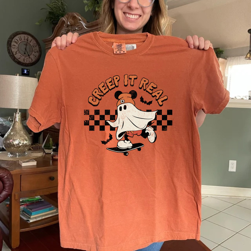 Mickey Ghost Skateboarding Creep It Real Comfort ColorsĀ® Shirt, Mickey Spooky Season Shirt, Mickey Boo Shirt, Disney Halloween Toddler Shirt - 6.jpg