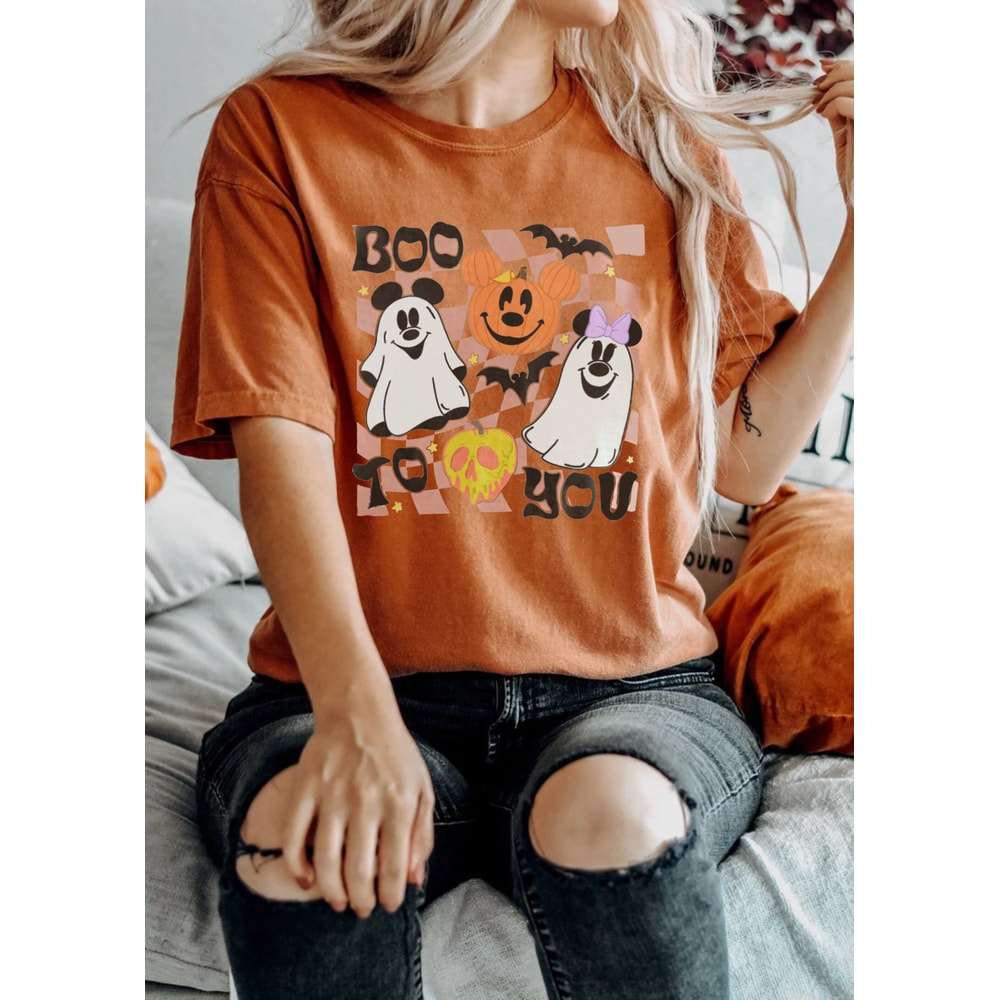 Mickey Minnie Boo To You Comfort ColorsĀ® Shirt, Mickey Minnie Ghost Halloween Shirt, Disney Spooky Season Shirt, Mickey Minnie Pumpkin Shirt - 4.jpg