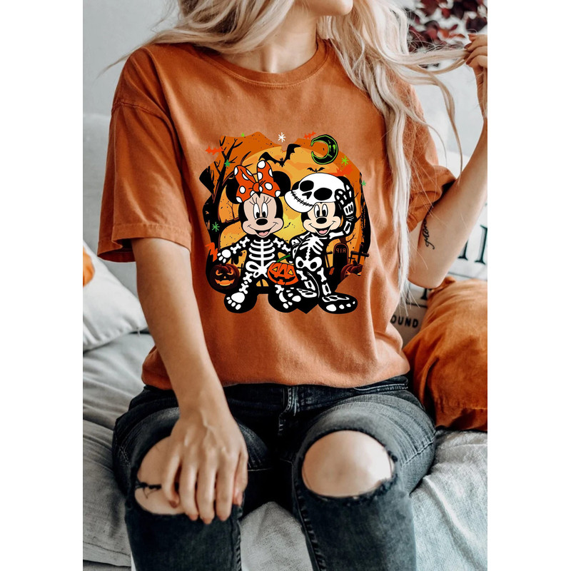 Mickey Minnie Skeleton Costume Comfort Colors® Shirt, Disney Halloween Shirt, Disney Spooky Shirt, Halloween Party Shirt, Trick Or Treat - 1.jpg