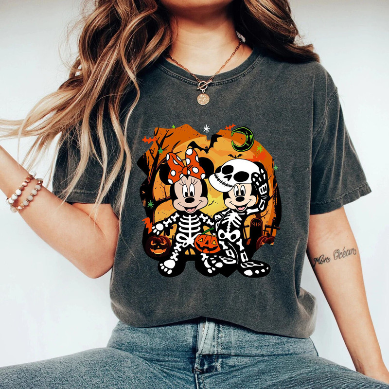 Mickey Minnie Skeleton Costume Comfort Colors® Shirt, Disney Halloween Shirt, Disney Spooky Shirt, Halloween Party Shirt, Trick Or Treat - 2.jpg