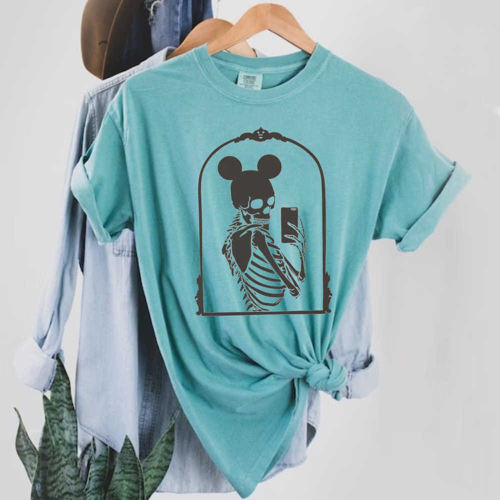 Mickey Skeleton Mirror Selfie Comfort ColorsĀ® Shirt, Mouse Halloween Shirt, Disney Trick Or Treat Shirt, Disney Trip Shirt, Disney Skeleton - 4.jpg