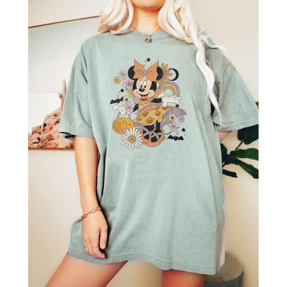 Minnie Spooky Season Comfort Colors® Shirt, Floral Minnie Mouse Halloween Shirt, Minnie Pumpkin Shirt, Disney Halloween Women Shirt - 6.jpg