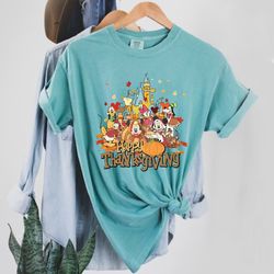 mouse and friends happy thanksgiving comfort colors shirt, mickey fall shirt, pumpkin mickey, disney autumn shirt, disne