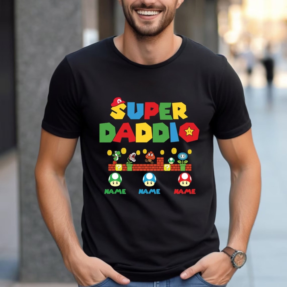 Personalized Super Daddio Comfort Colors® Shirt, Custom Kids Name Dad Shirt, Fathers Day Shirt, Personalized Family Shirt, Super Mario Shirt - 2.jpg