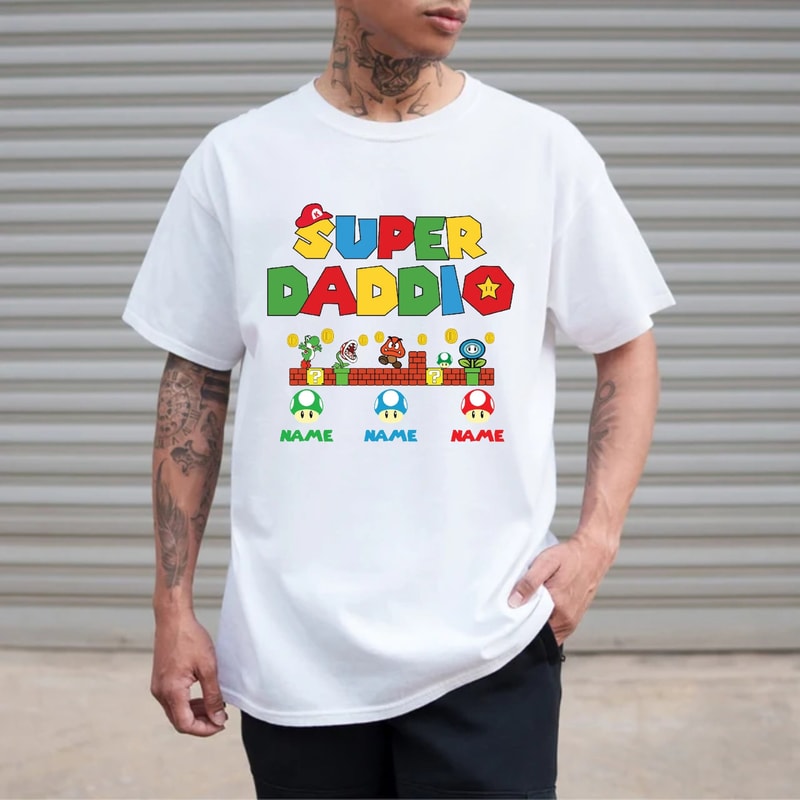 Personalized Super Daddio Comfort Colors® Shirt, Custom Kids Name Dad Shirt, Fathers Day Shirt, Personalized Family Shirt, Super Mario Shirt - 3.jpg